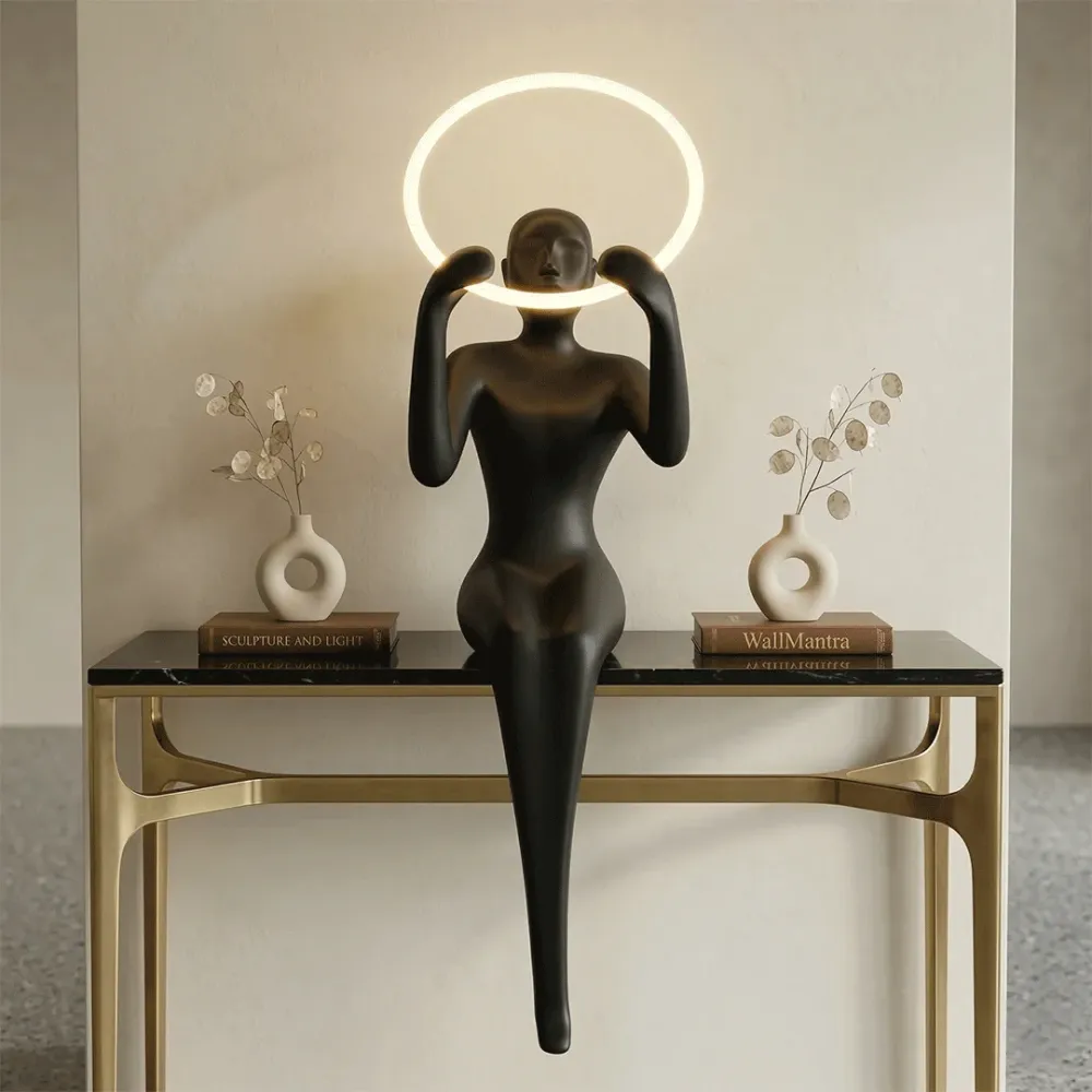 WallMantra Halo Muse Sculptural Table Lamp – Modern LED Art Statue Light 