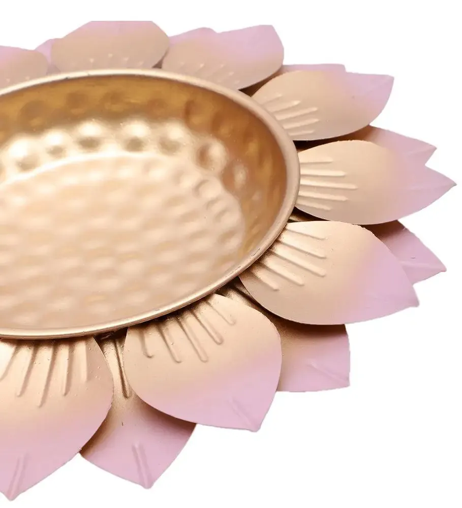 Hammered Design Baby Pink FLower Urli Set of 3 for Living Room