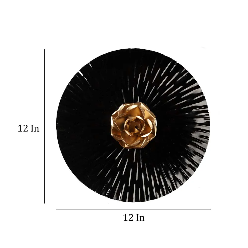 Hammered Foil Motif Rose Metal Decorative Wall Plates Set Of 4