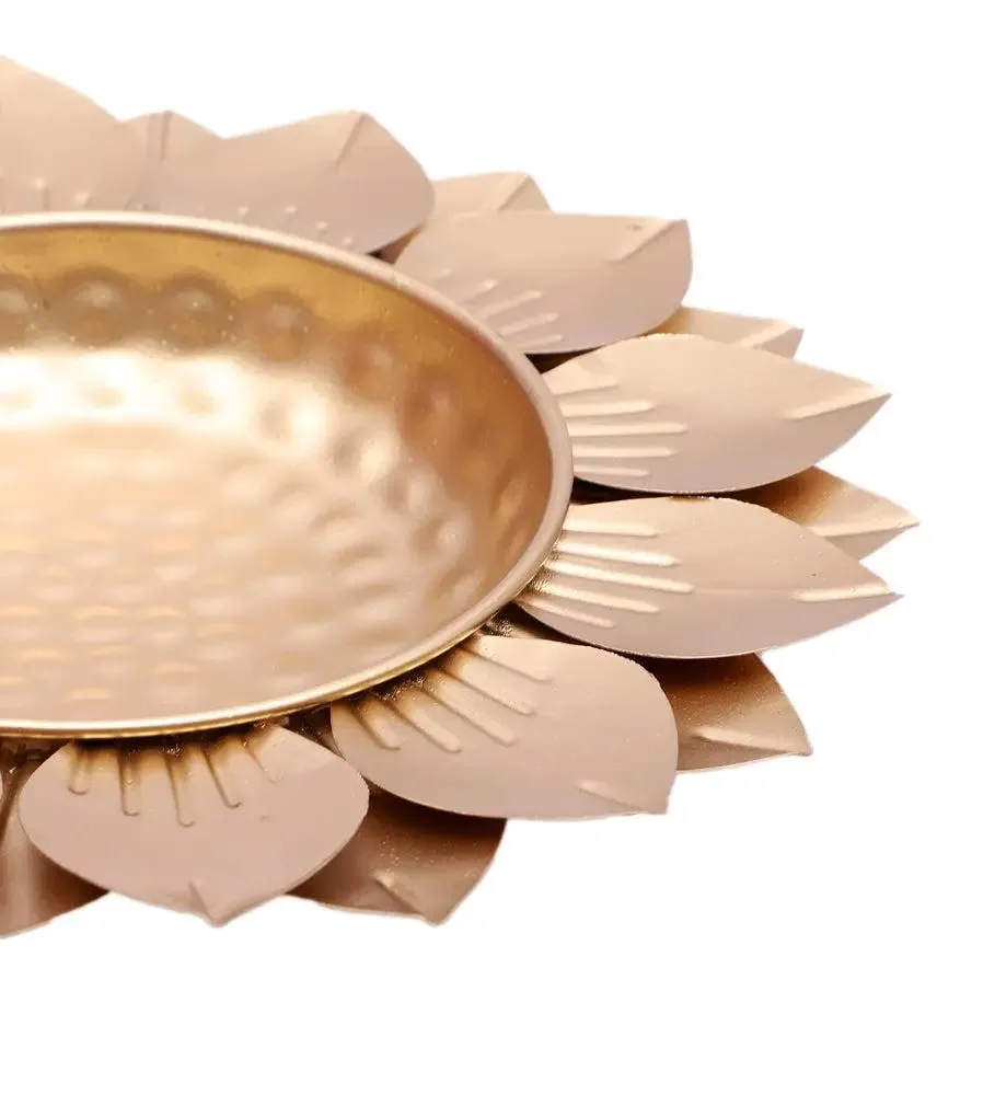 Hammered Gold FLower Brass Urli Set of 3 for Living Room