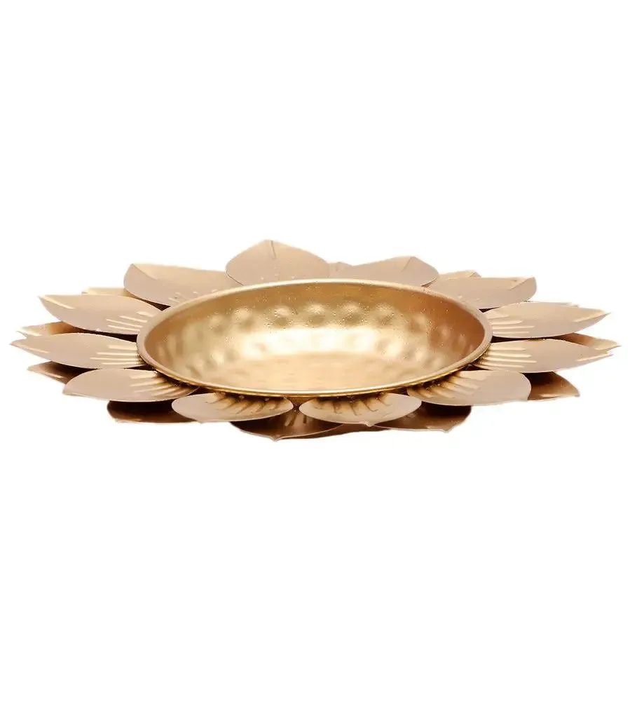 Hammered Gold FLower Brass Urli Set of 3 for Living Room