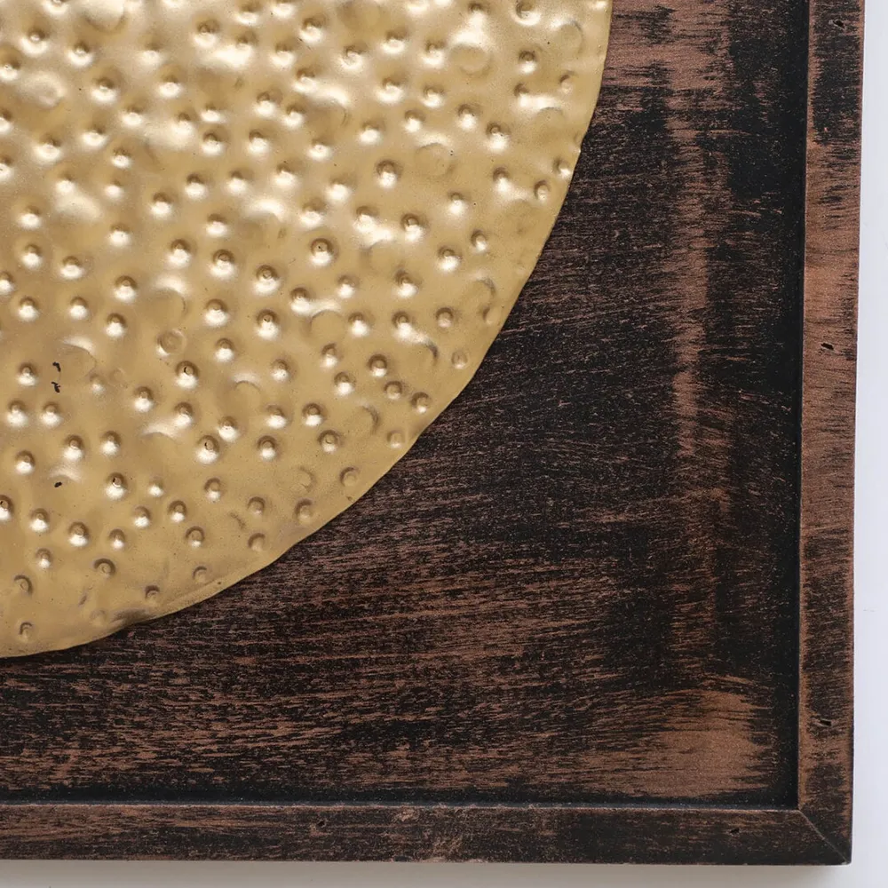 Hammered Golden Plate On MDF Metal Wall Art