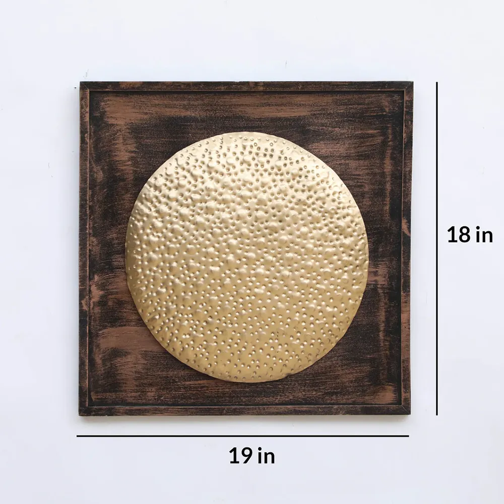 Hammered Golden Plate On MDF Metal Wall Art