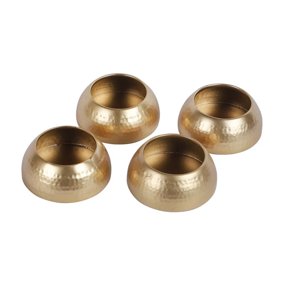 Hammered Half Bowl Metallic Planters Set Of 3