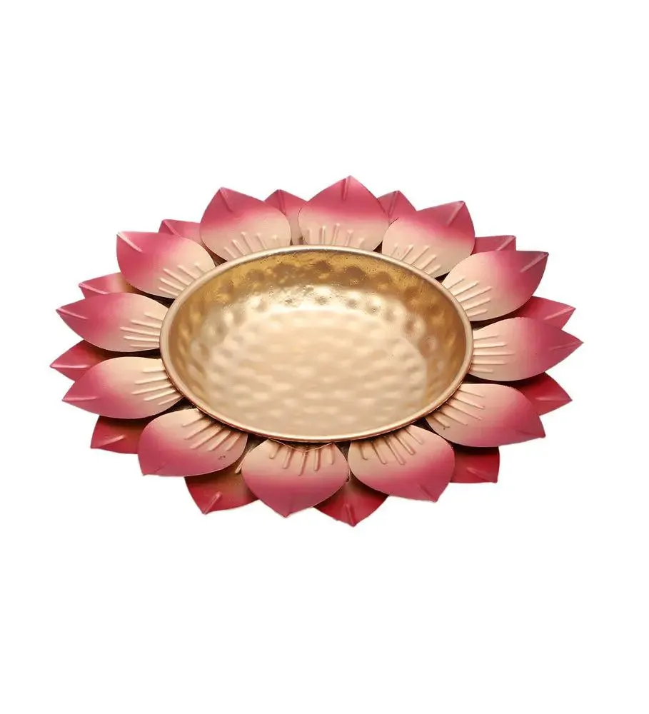 Hammered Red FLower Urli Set of 3 for Living Room