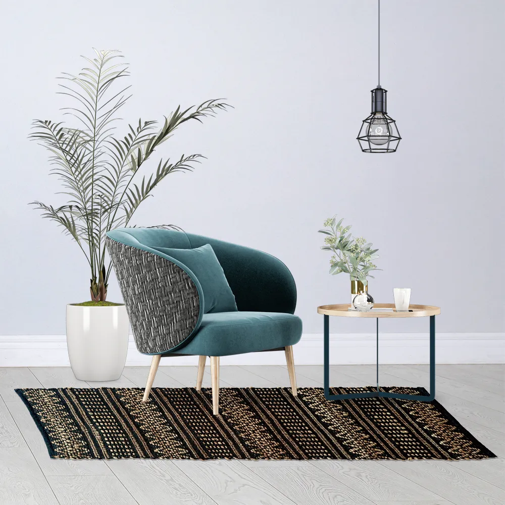 Hand Braided Jute & Cotton Kilim Rug (Black)