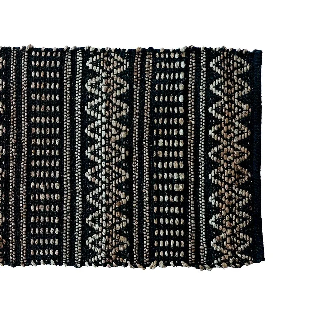Hand Braided Jute & Cotton Kilim Rug (Black)