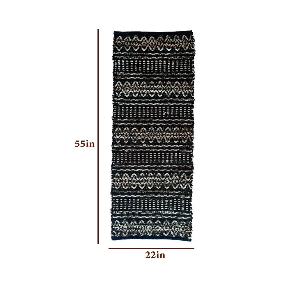 Hand Braided Jute & Cotton Kilim Rug (Black)