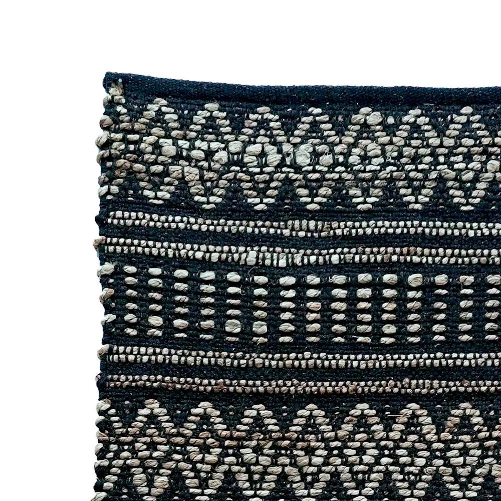 Hand Braided Jute & Cotton Kilim Rug (Black)