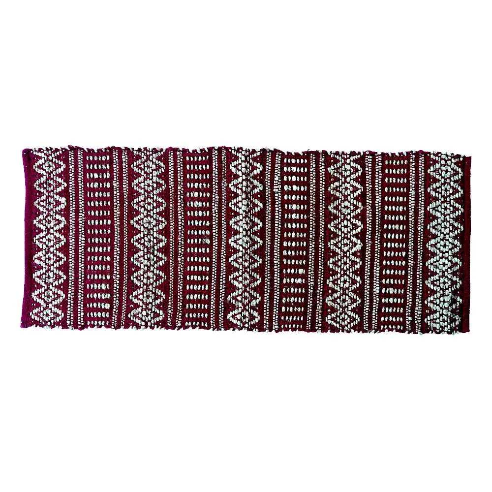 Hand Braided Jute & Cotton Kilim Rug (Maroon)