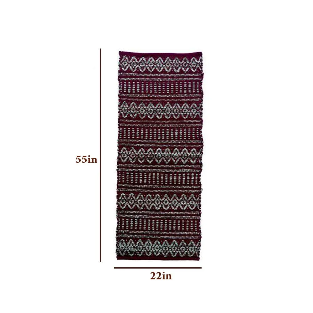 Hand Braided Jute & Cotton Kilim Rug (Maroon)