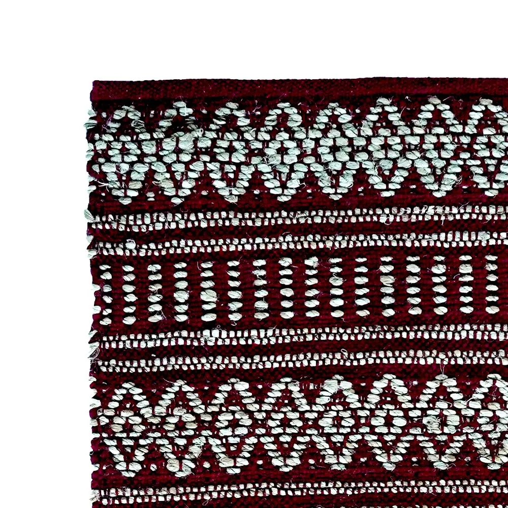 Hand Braided Jute & Cotton Kilim Rug (Maroon)