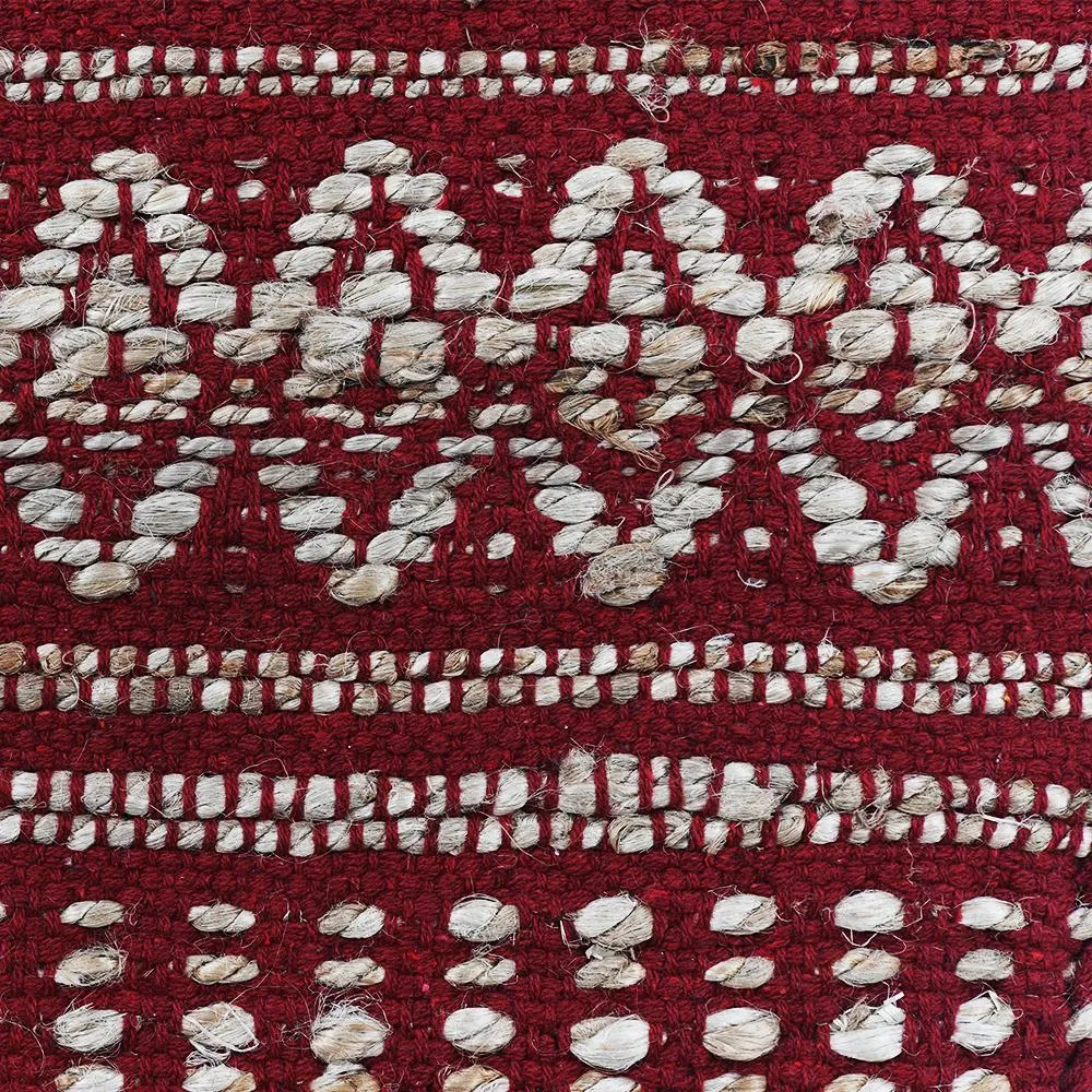 Hand Braided Jute & Cotton Kilim Rug (Maroon)