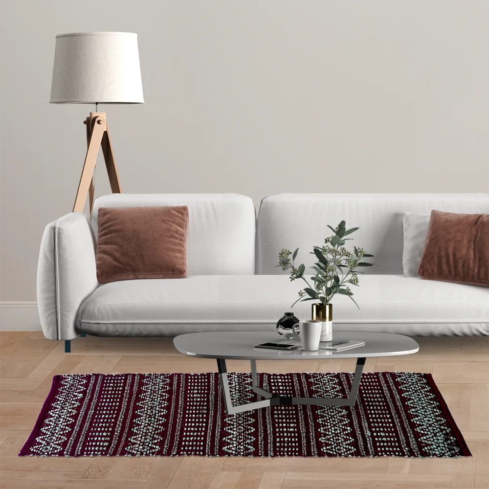 Hand Braided Jute & Cotton Kilim Rug (Maroon)