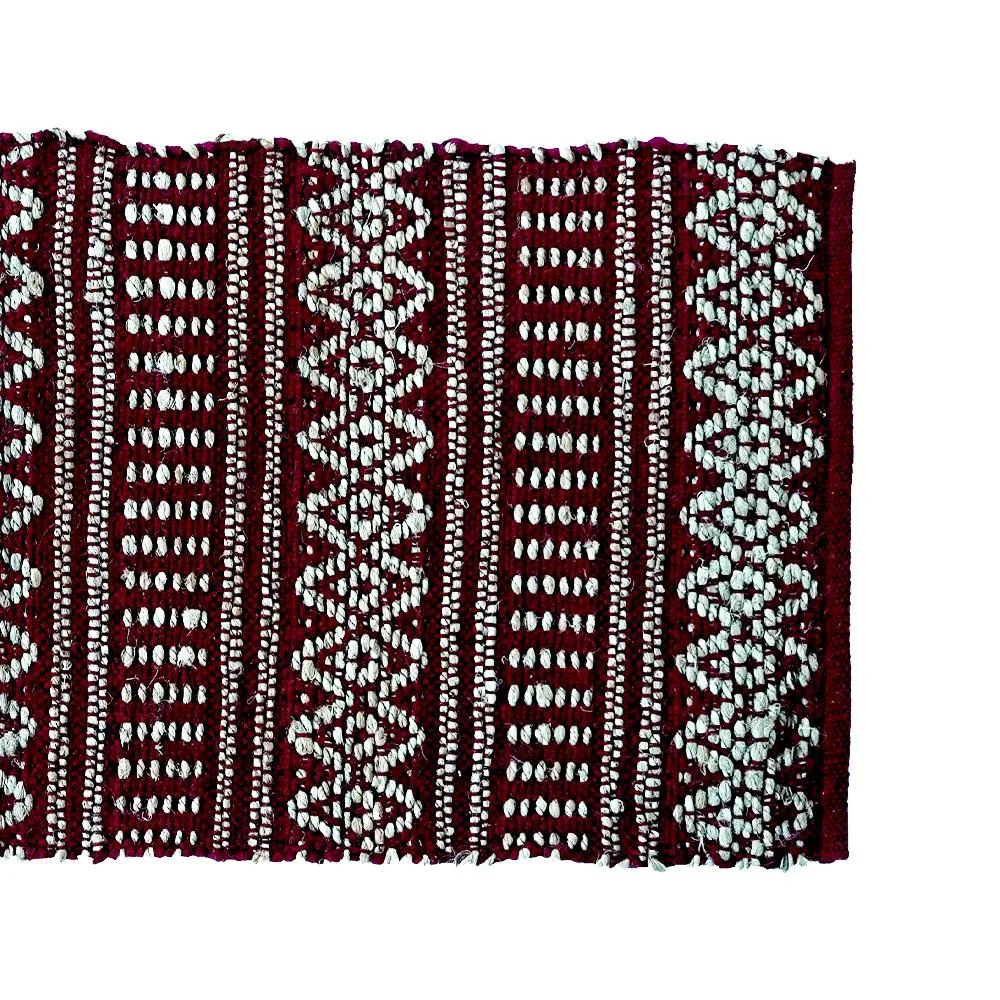 Hand Braided Jute & Cotton Kilim Rug (Maroon)
