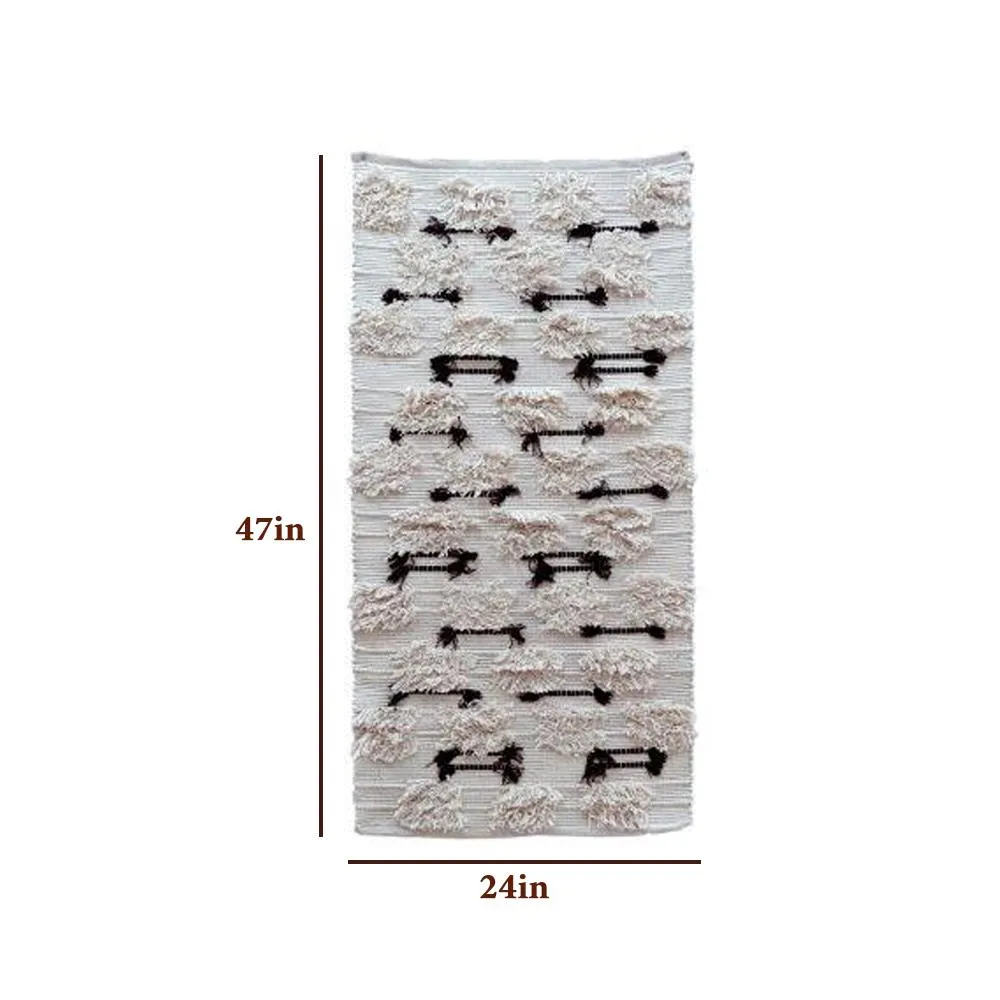 Hand Braided Off White & Black Ethnic Rug
