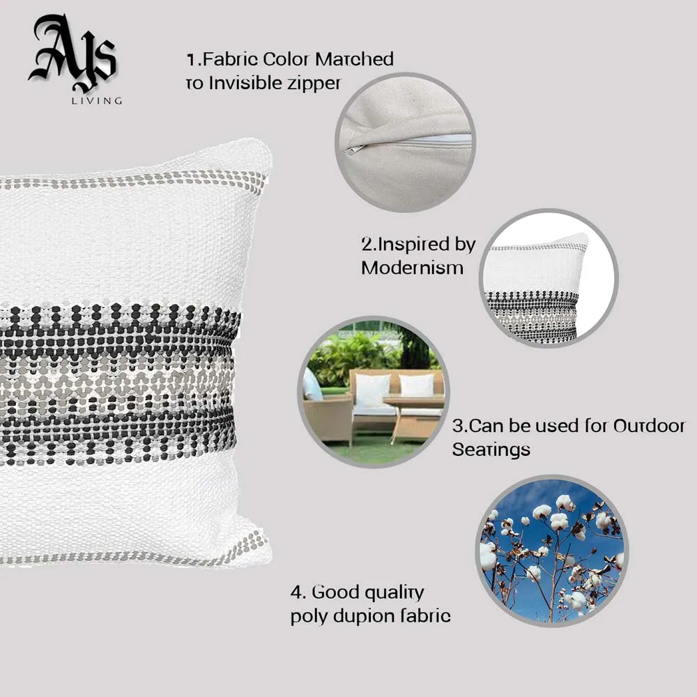 Hand Embroided Designer Black & White Cushion Cover