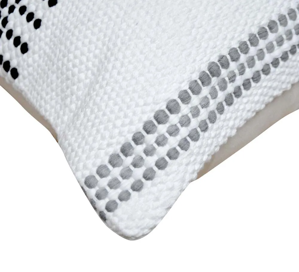 Hand Embroided Designer Black & White Cushion Cover