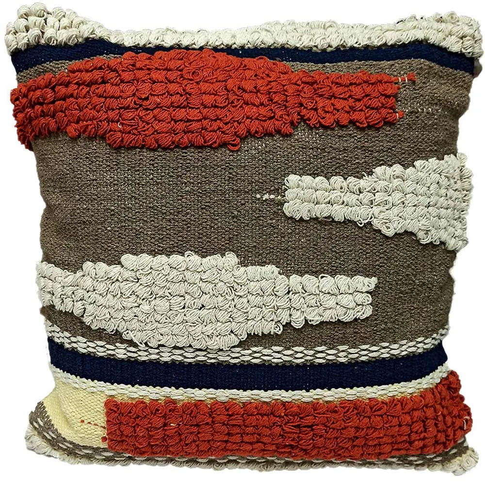 Hand Embroided Designer Blue & Orange Color Cushion Cover