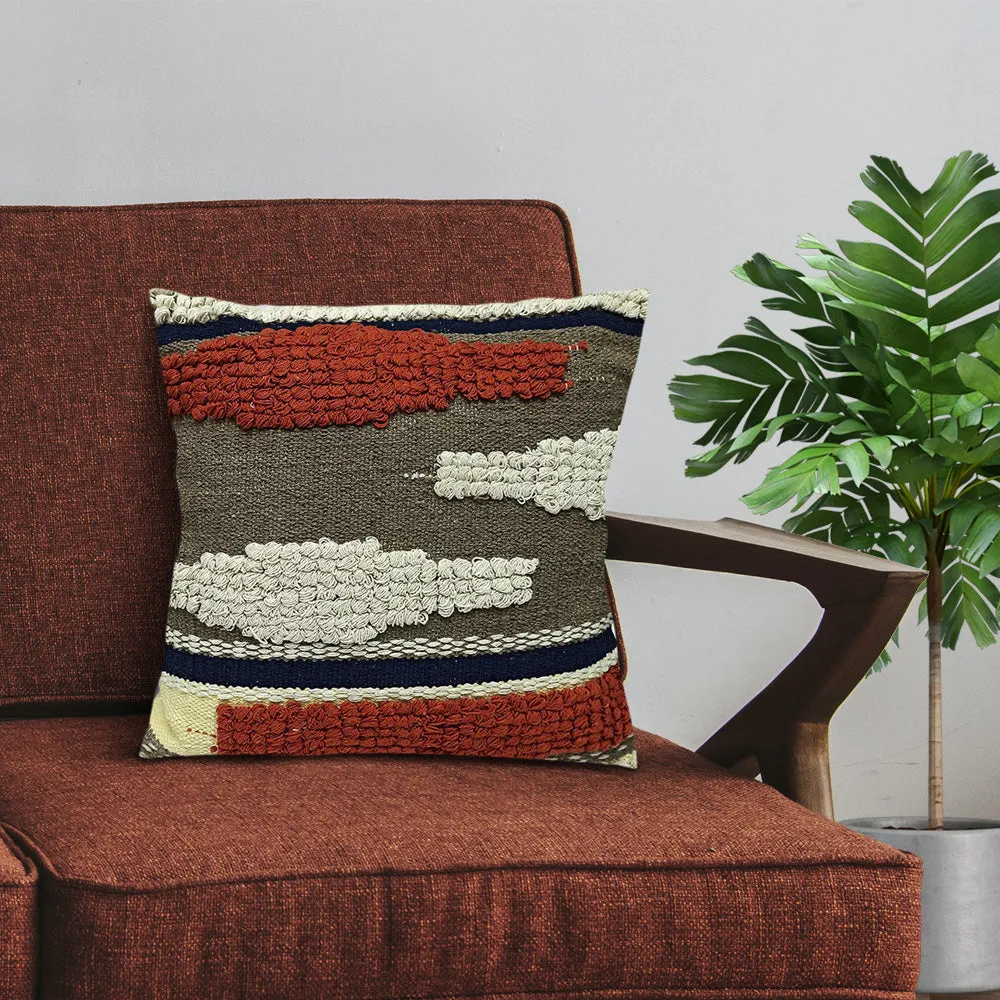 Hand Embroided Designer Blue & Orange Color Cushion Cover