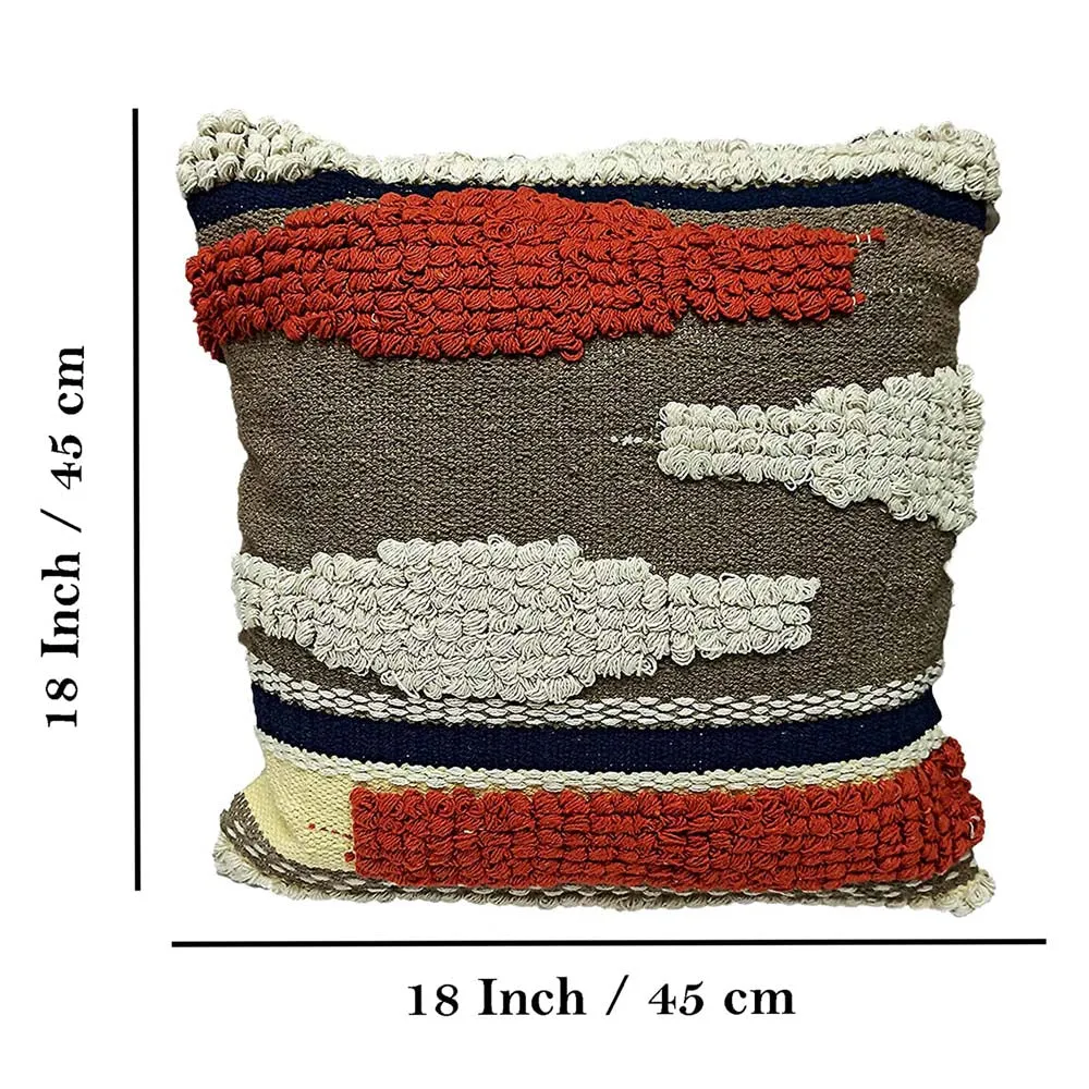 Hand Embroided Designer Blue & Orange Color Cushion Cover