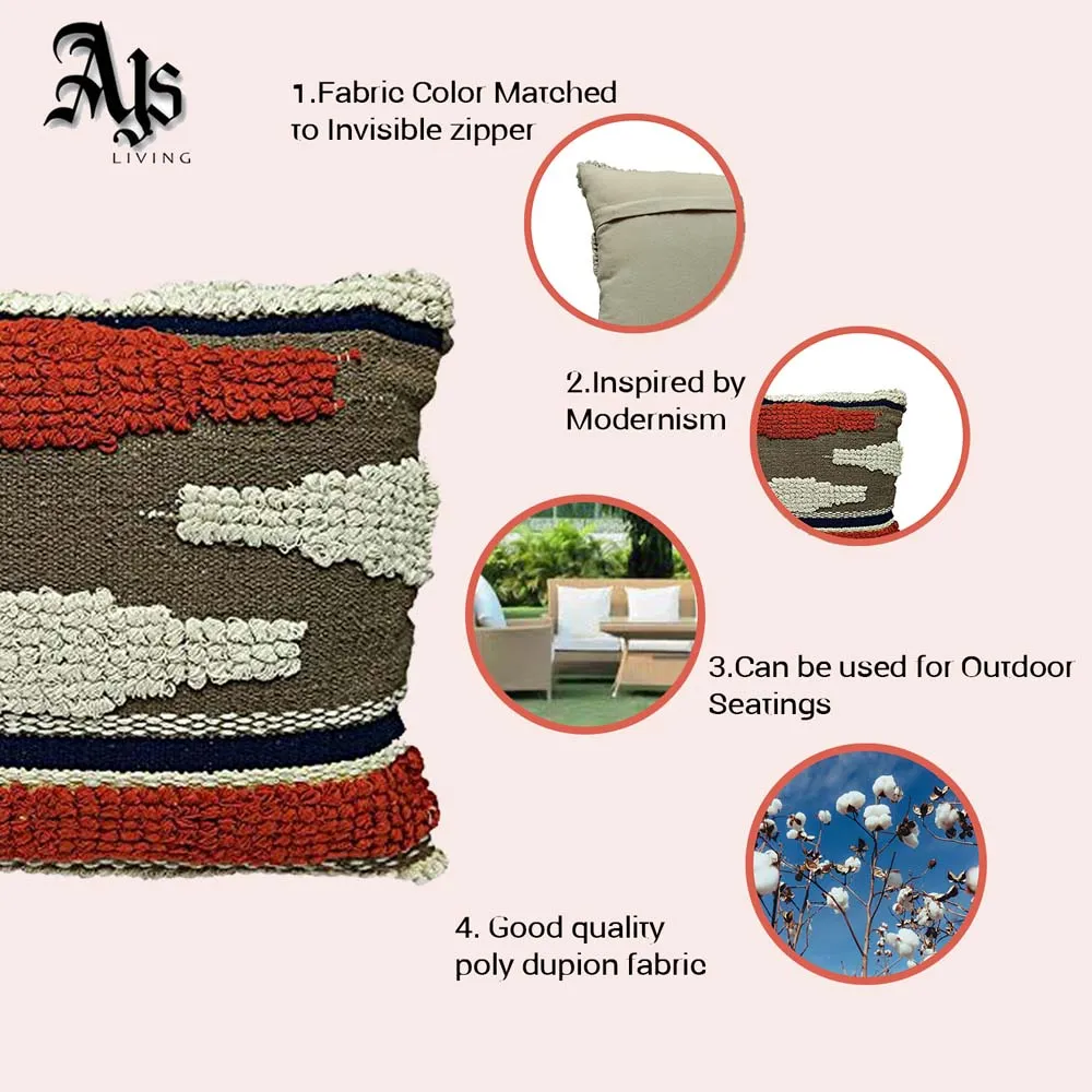 Hand Embroided Designer Blue & Orange Color Cushion Cover