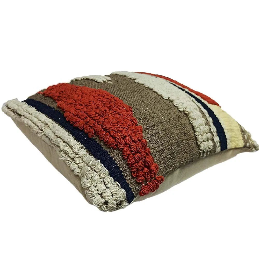 Hand Embroided Designer Blue & Orange Color Cushion Cover