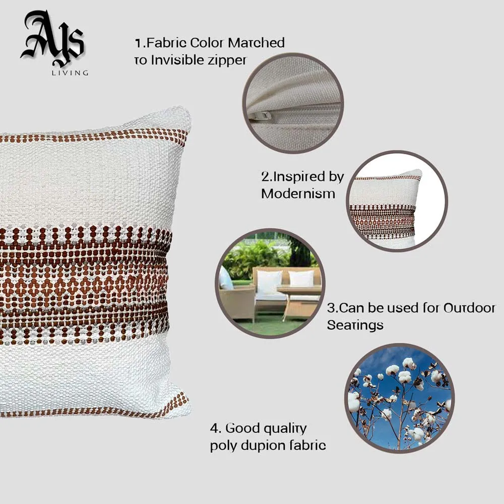 Hand Embroided Designer Brown & White Cushion Cover