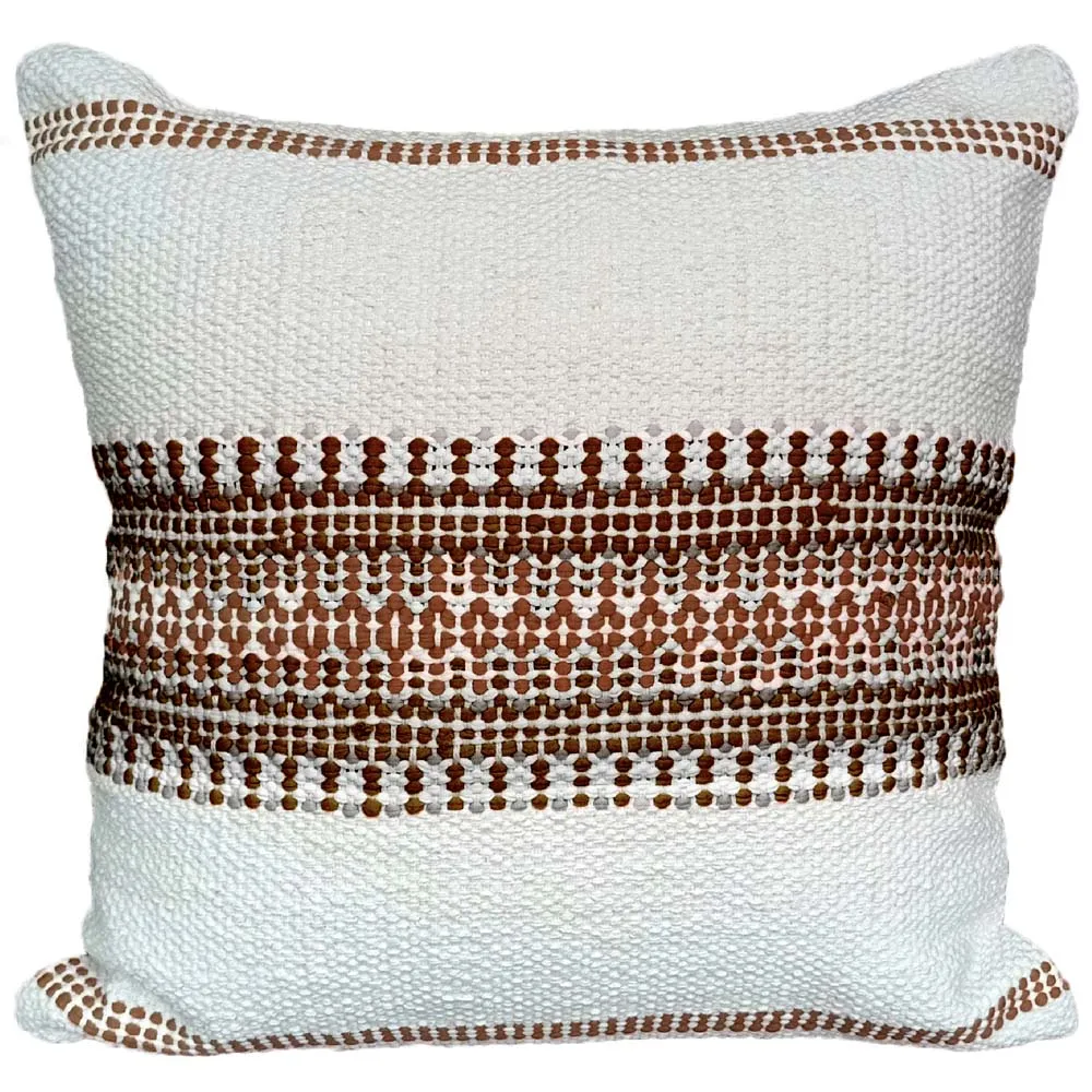 Hand Embroided Designer Brown & White Cushion Cover