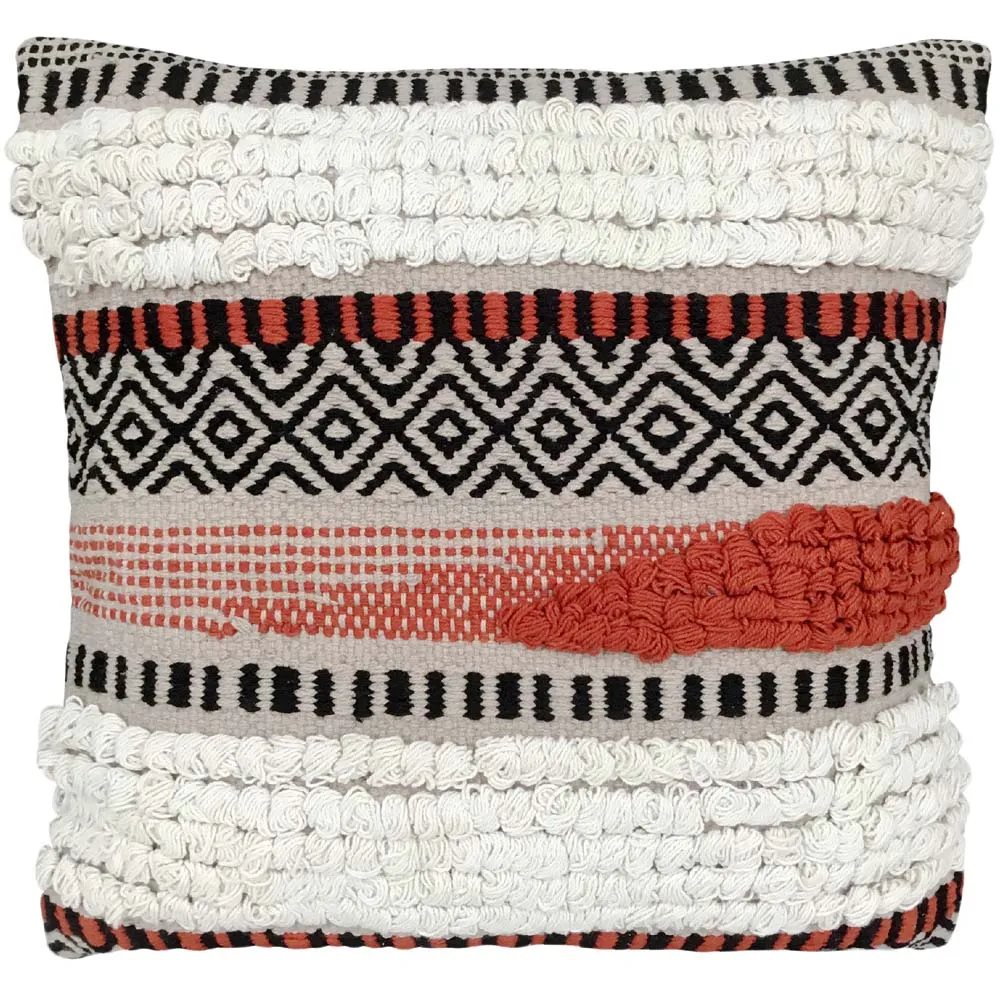 Hand Embroided Designer Orange & White Cushion Cover