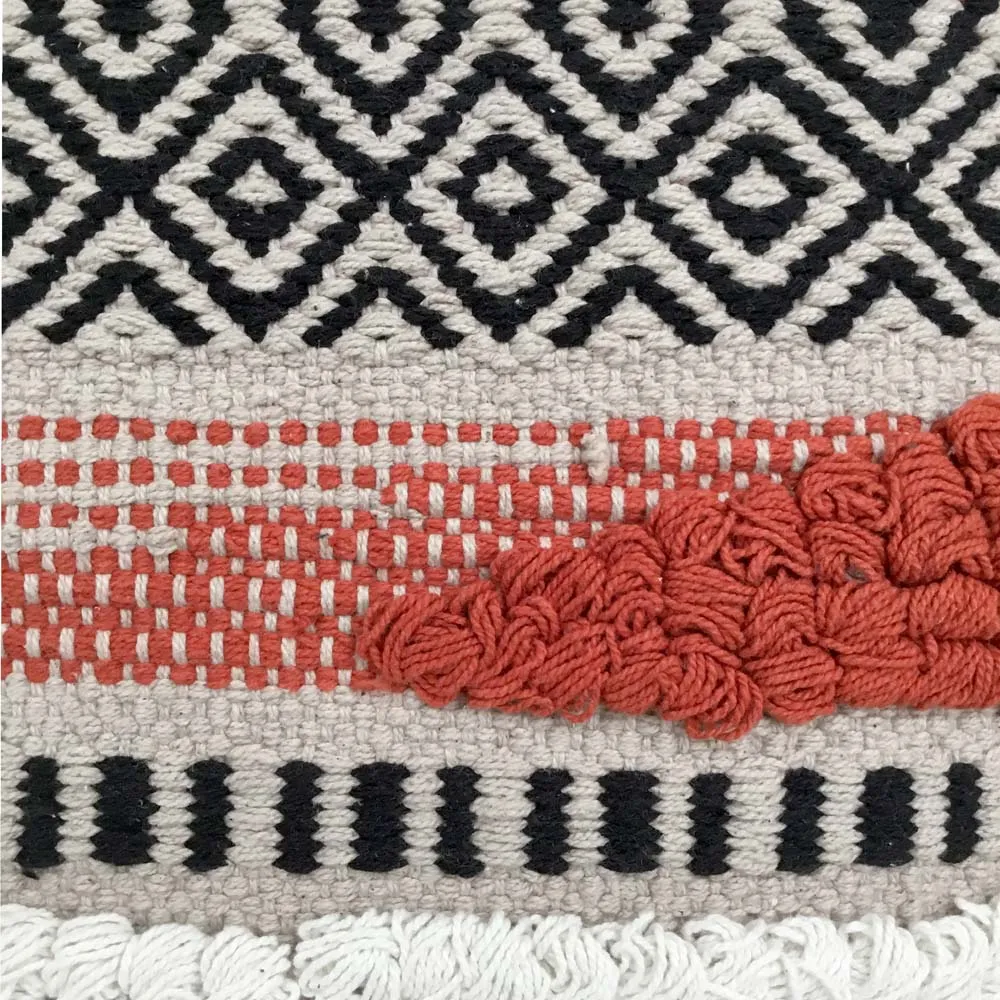 Hand Embroided Designer Orange & White Cushion Cover