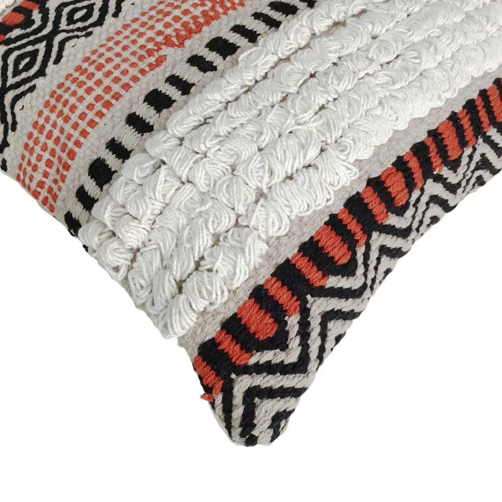 Hand Embroided Designer Orange & White Cushion Cover