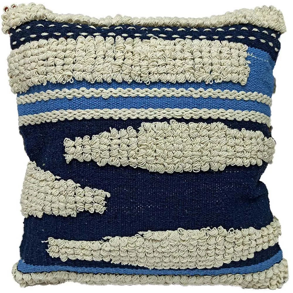 Hand Embroided Designer Shades Of Blue Cushion Cover