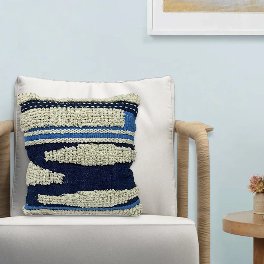 Hand Embroided Designer Shades Of Blue Cushion Cover