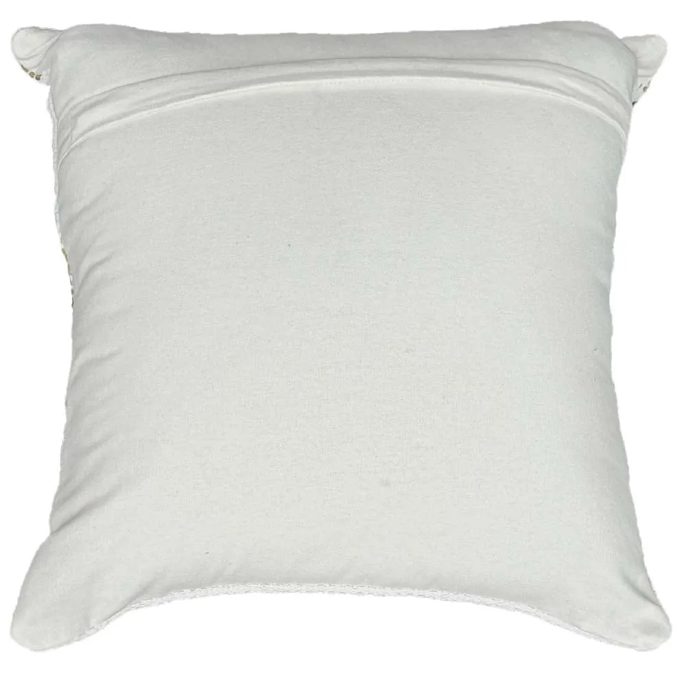 Hand Embroided Designer Yellow & White Cushion Cover