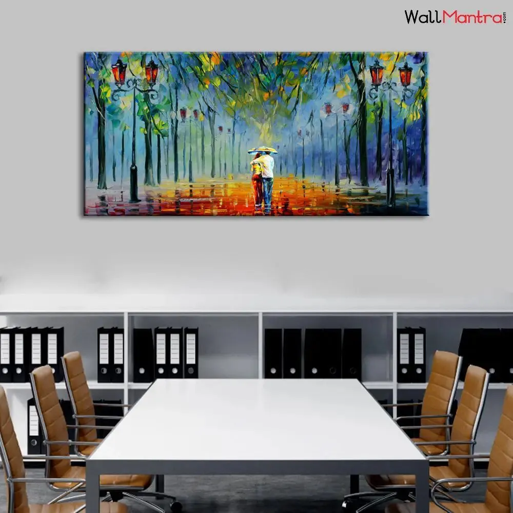 Hand Painted Couple Love Scenery Canvas  Wall Hanging