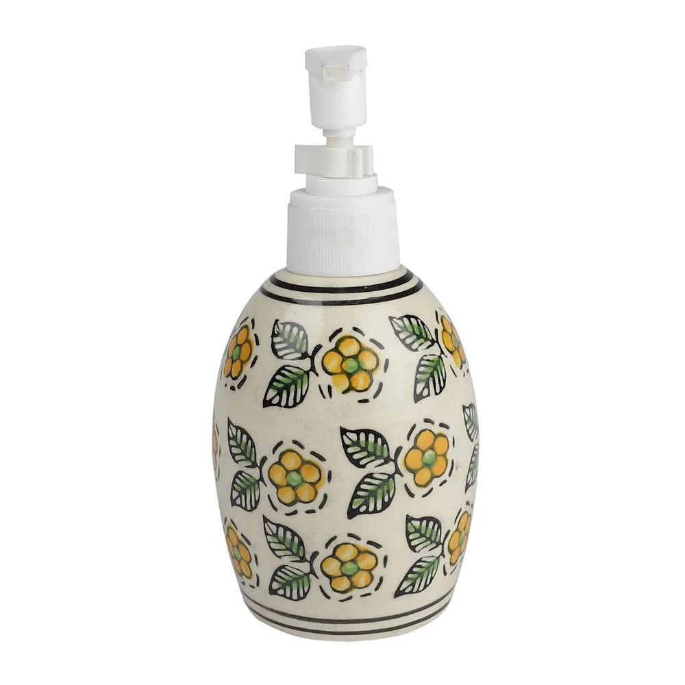 Hand Painted Floral Ceramic Liquid Soap Dispenser