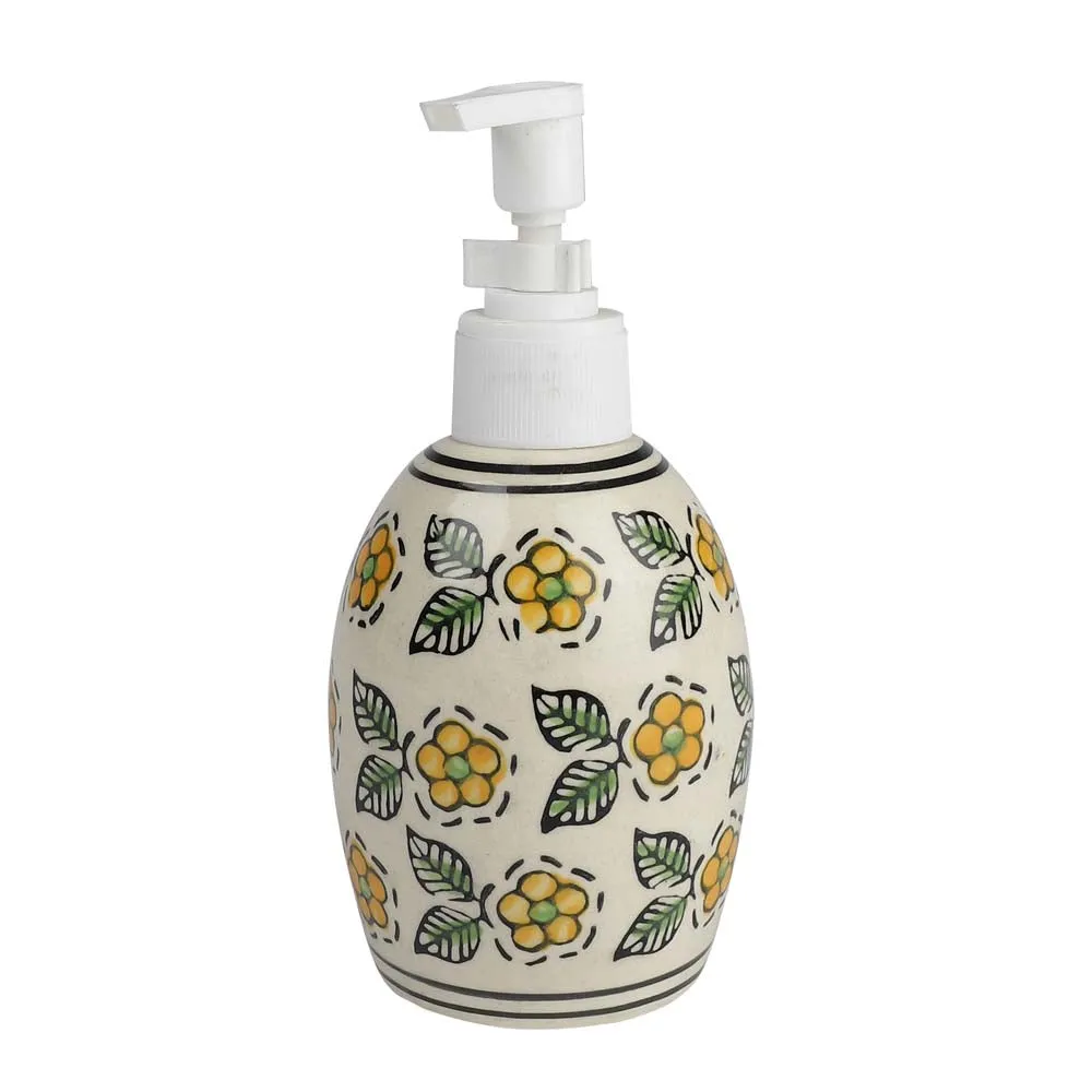 Hand Painted Floral Ceramic Liquid Soap Dispenser