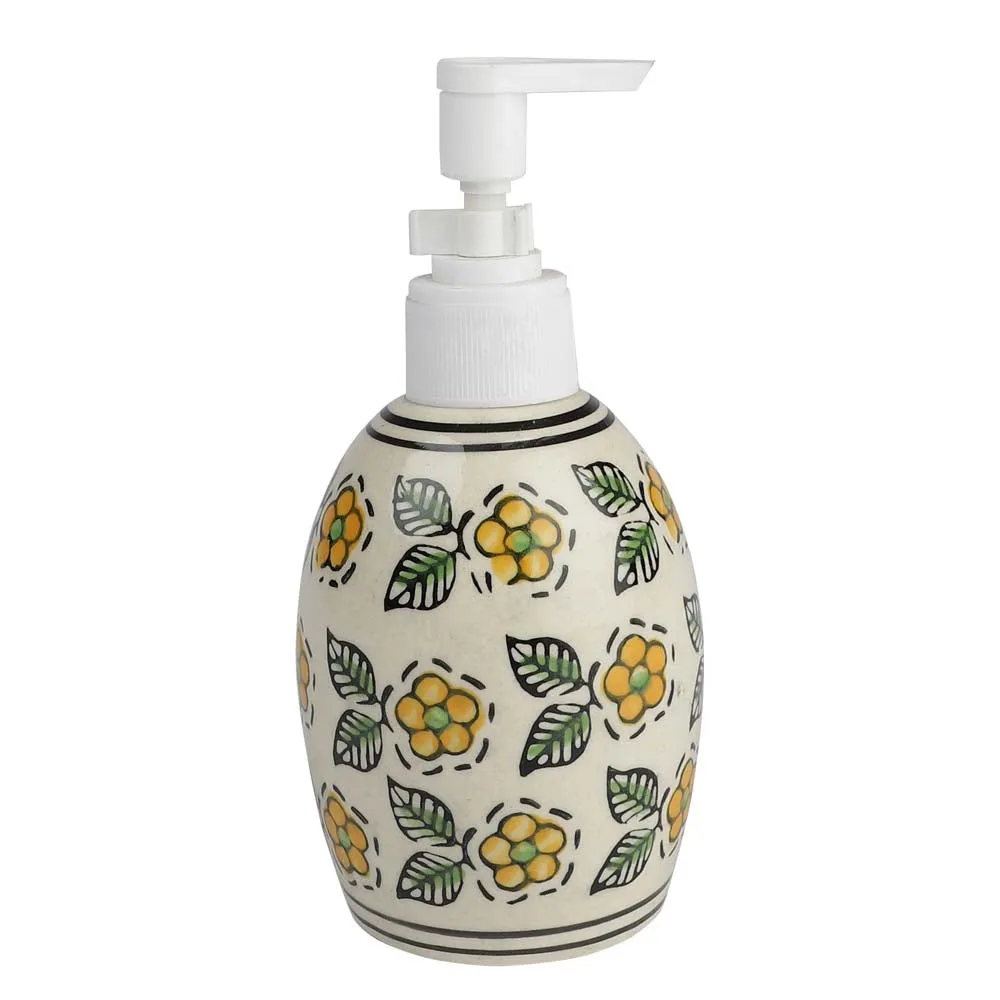 Hand Painted Floral Ceramic Liquid Soap Dispenser
