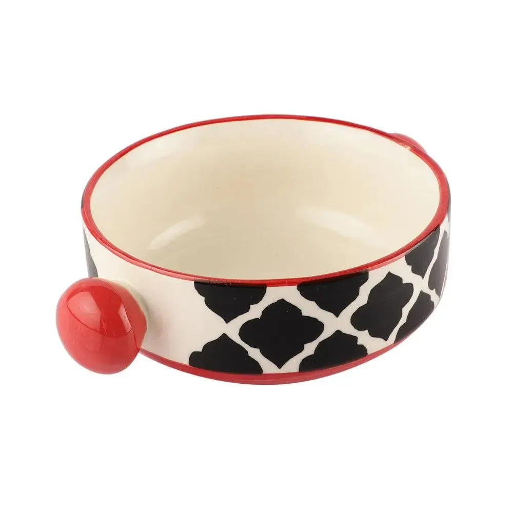 Hand Painted Mughal Designer Ceramic Bowl Set With Handle Set Of 6