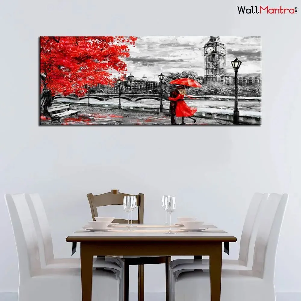 Hand Painted Romantic Love Couple Canvas  Wall Hanging