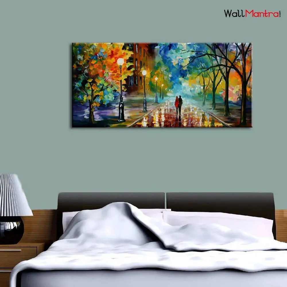 Hand Painted Romantic Love Couple in Forest Canvas Painting