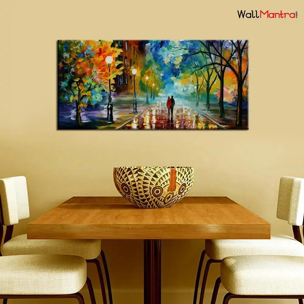Hand Painted Romantic Love Couple in Forest Canvas Painting