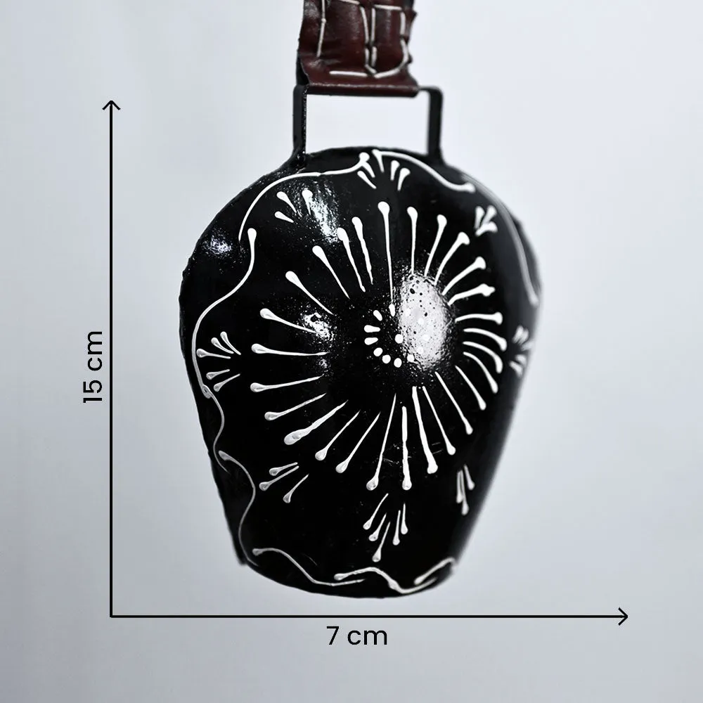 Hand Painted Rustic Vintage Black Hanging Indoor and Outdoor Bell Set Of 1