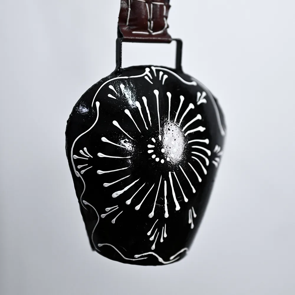 Hand Painted Rustic Vintage Black Hanging Indoor and Outdoor Bell Set Of 1
