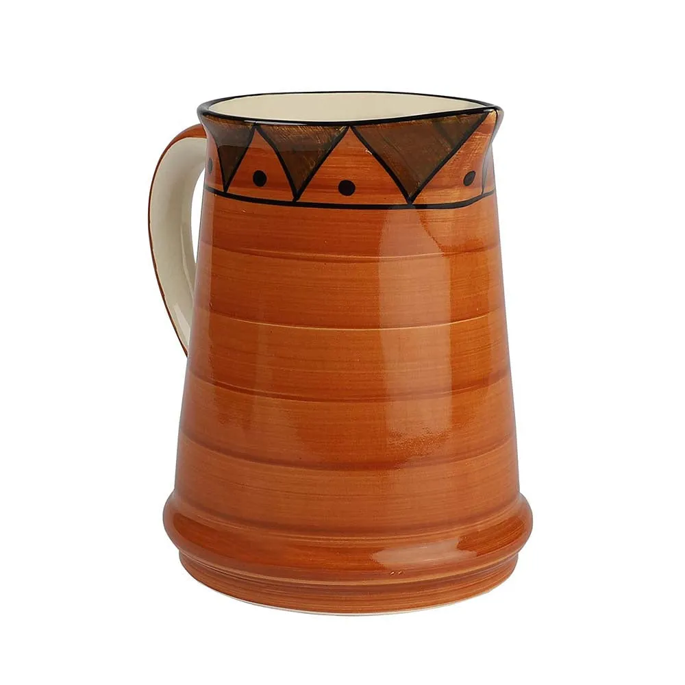 Hand Painted Studio Pottery Brown Ceramic Jug