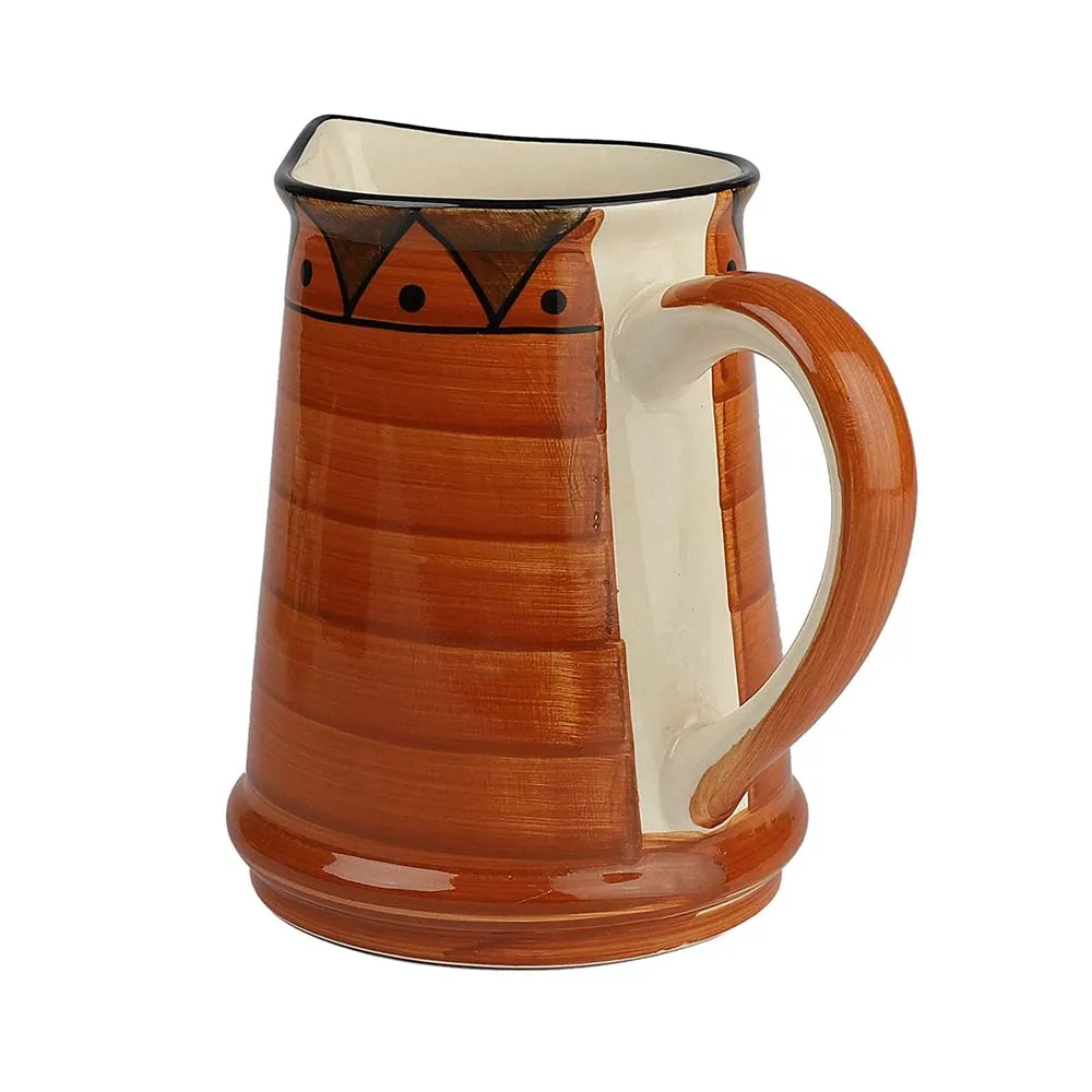 Hand Painted Studio Pottery Brown Ceramic Jug