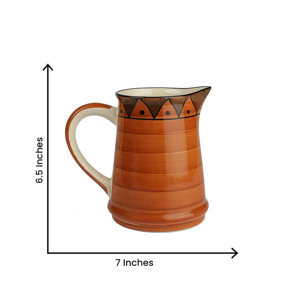 Hand Painted Studio Pottery Brown Ceramic Jug
