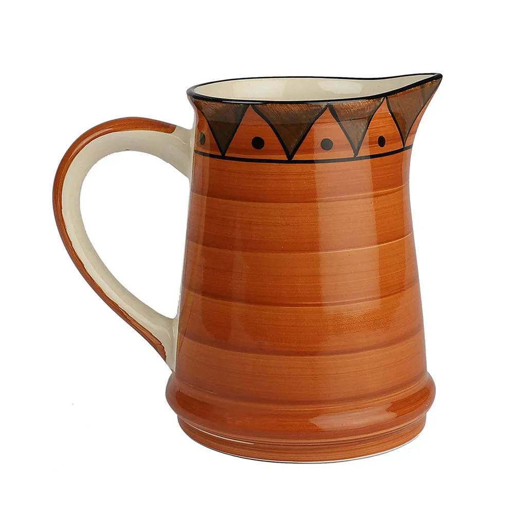 Hand Painted Studio Pottery Brown Ceramic Jug