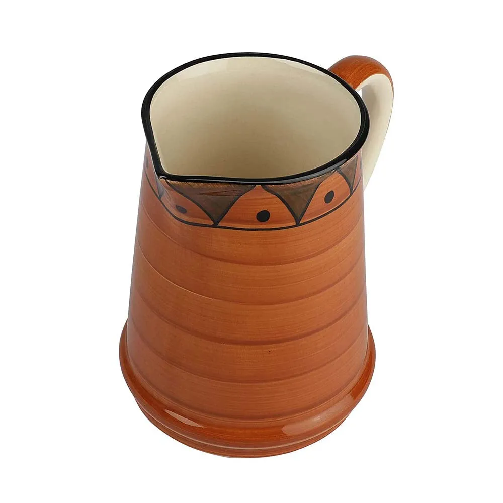 Hand Painted Studio Pottery Brown Ceramic Jug